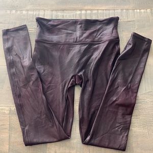Spanx “wine” faux leather leggings